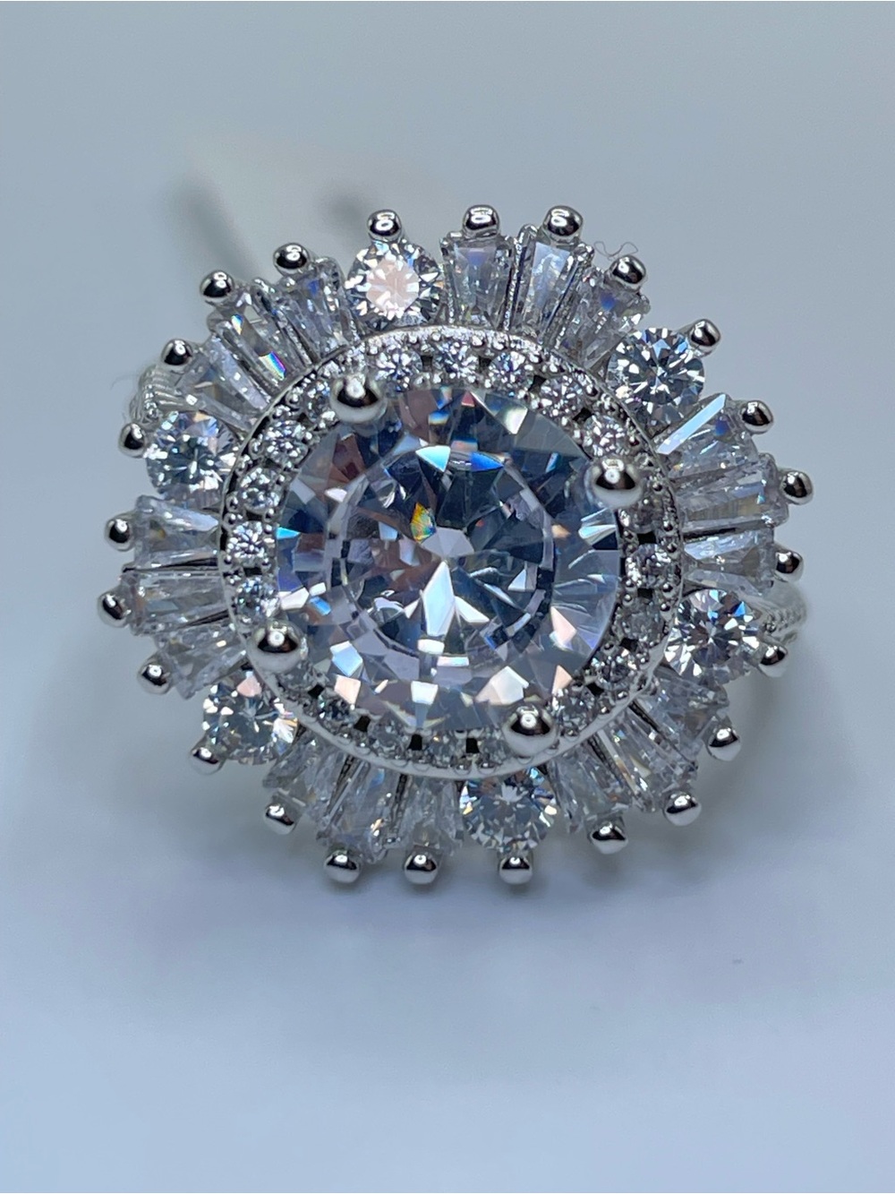 Swarovski Crystal Elements Starburst Halo Ring Statement Sz 7